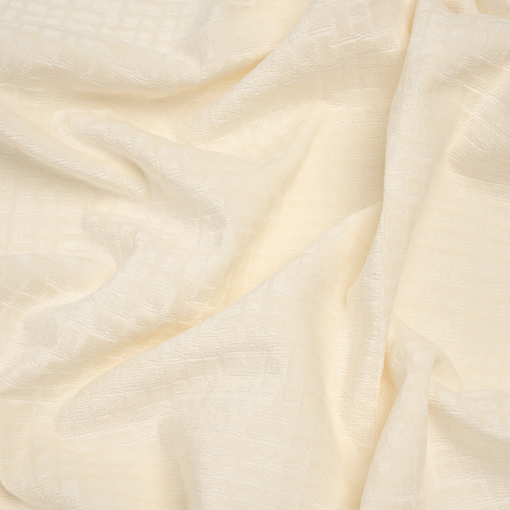 Polyester Upholstery Chenille - Cloud Dancer Grid Texture - Carolina Collection