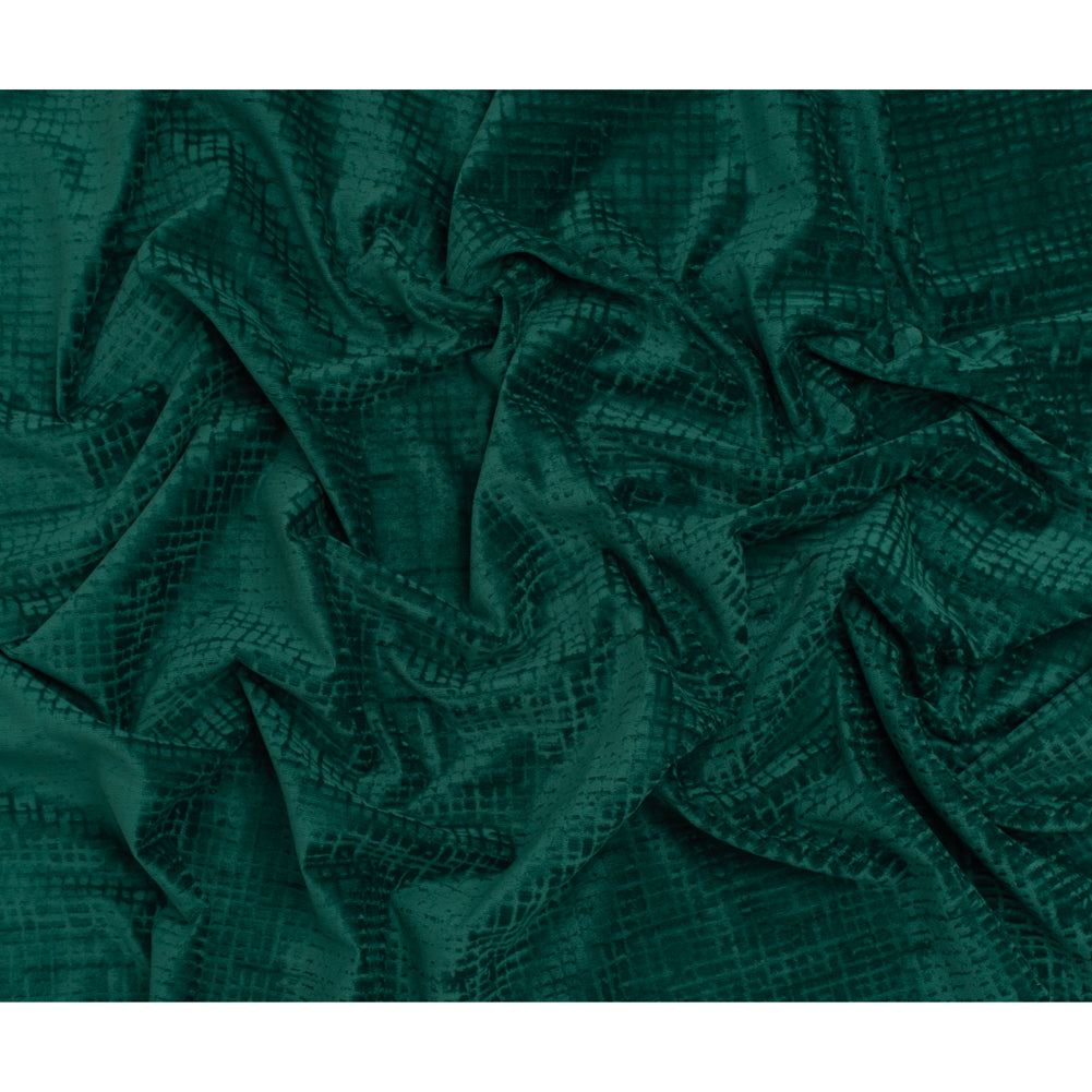 Polyester Upholstery Chenille - Emerald Grid Texture - Carolina Collection - Full