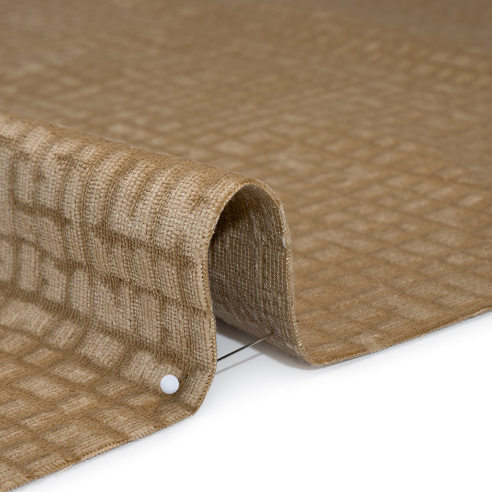 Polyester Upholstery Chenille - Fawn Grid Texture - Carolina Collection - Detail