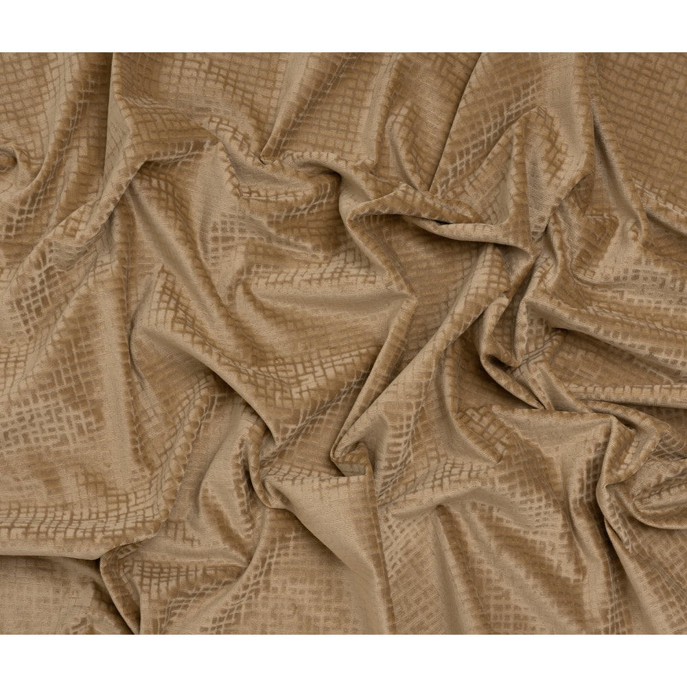 Polyester Upholstery Chenille - Fawn Grid Texture - Carolina Collection - Full