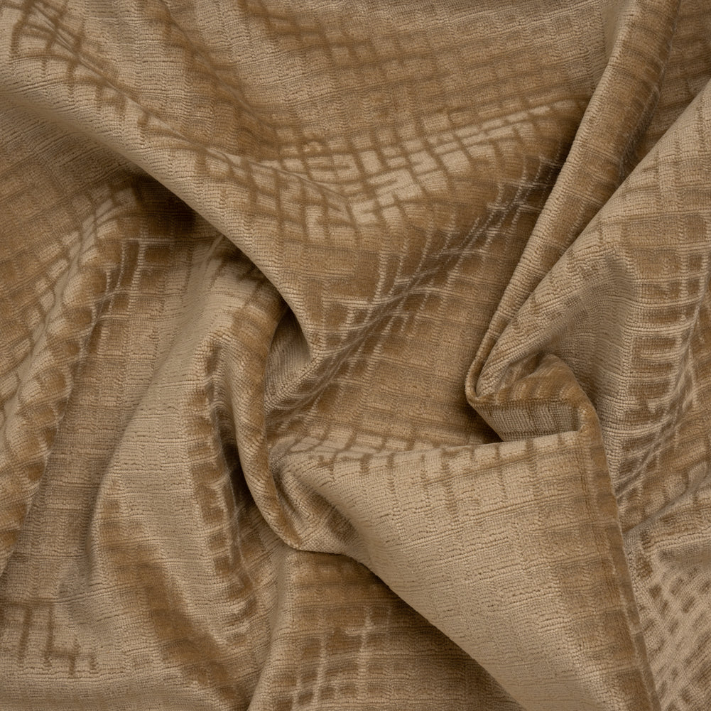 Polyester Upholstery Chenille - Fawn Grid Texture - Carolina Collection