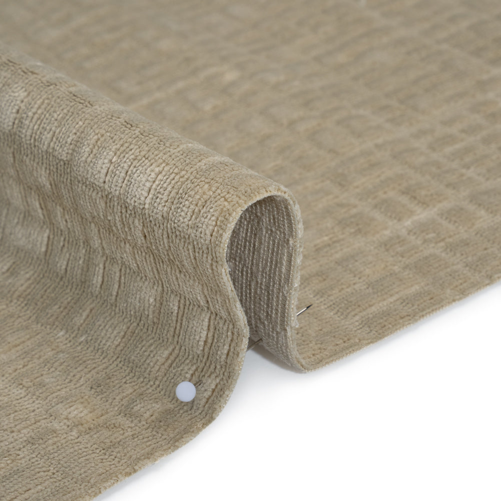 Polyester Upholstery Chenille - Fog Grid Texture - Carolina Collection - Detail