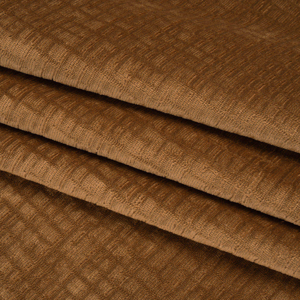 Polyester Upholstery Chenille - Ginger Grid Texture - Carolina Collection - Folded