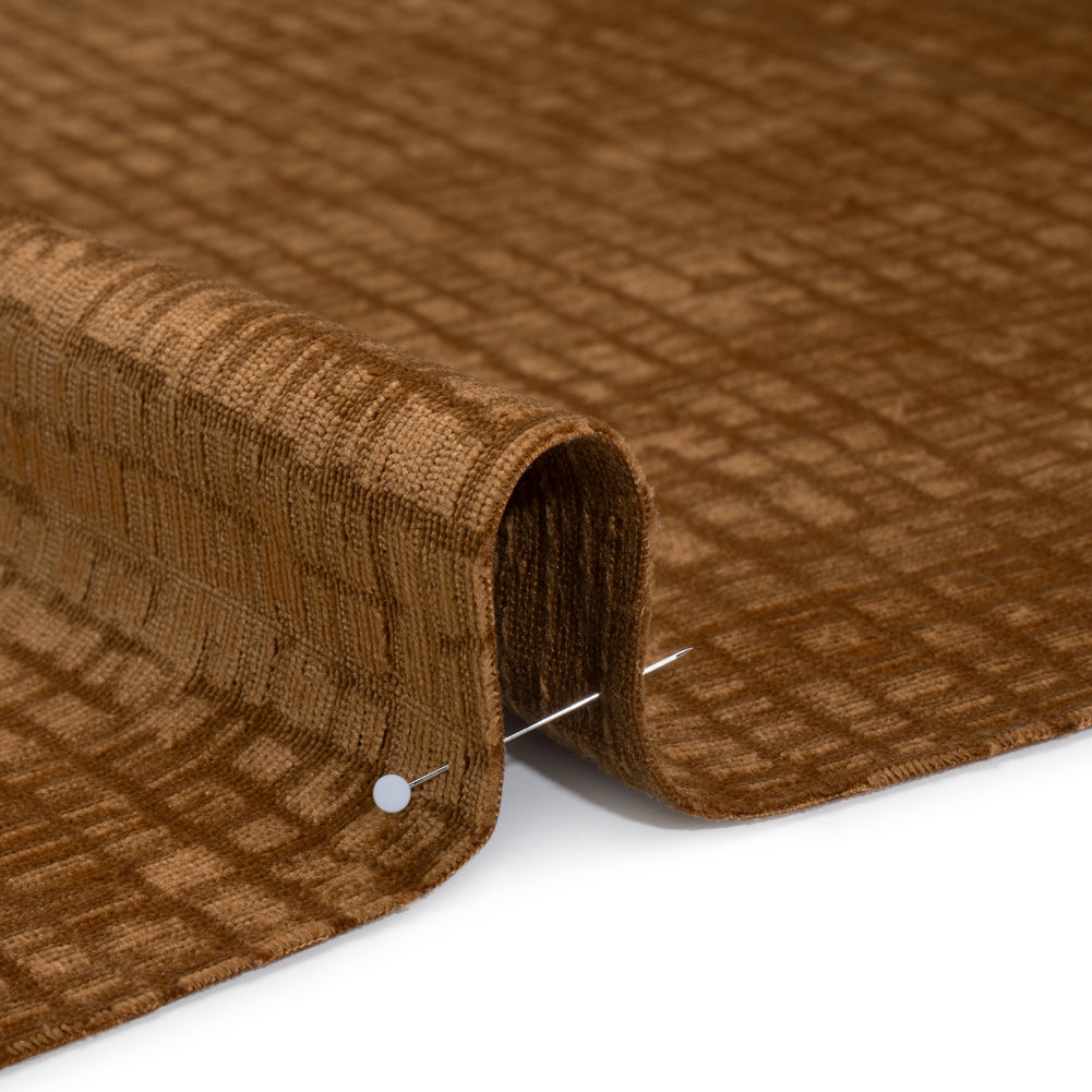 Polyester Upholstery Chenille - Ginger Grid Texture - Carolina Collection - Detail