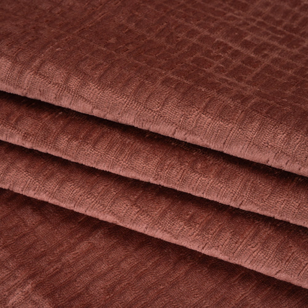 Polyester Upholstery Chenille - Marsala Grid Texture - Carolina Collection - Folded