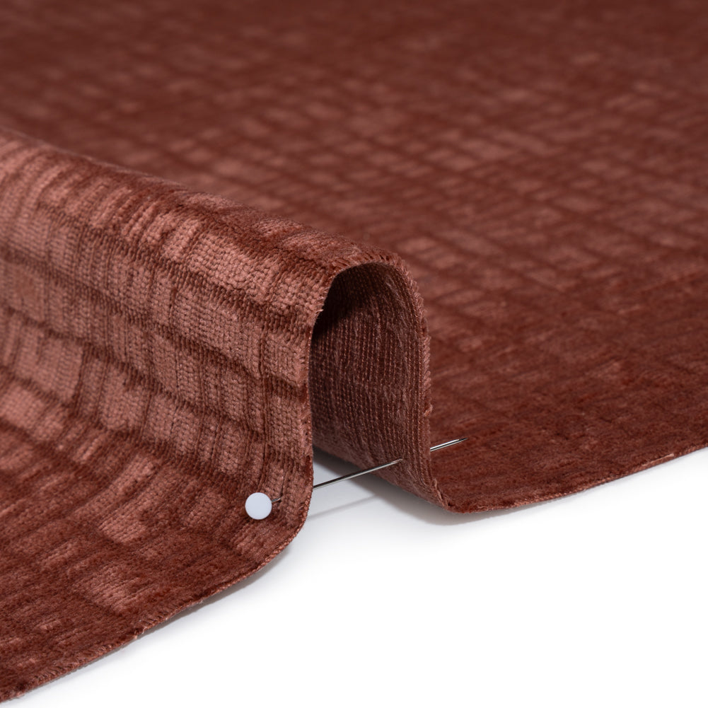 Polyester Upholstery Chenille - Marsala Grid Texture - Carolina Collection - Detail