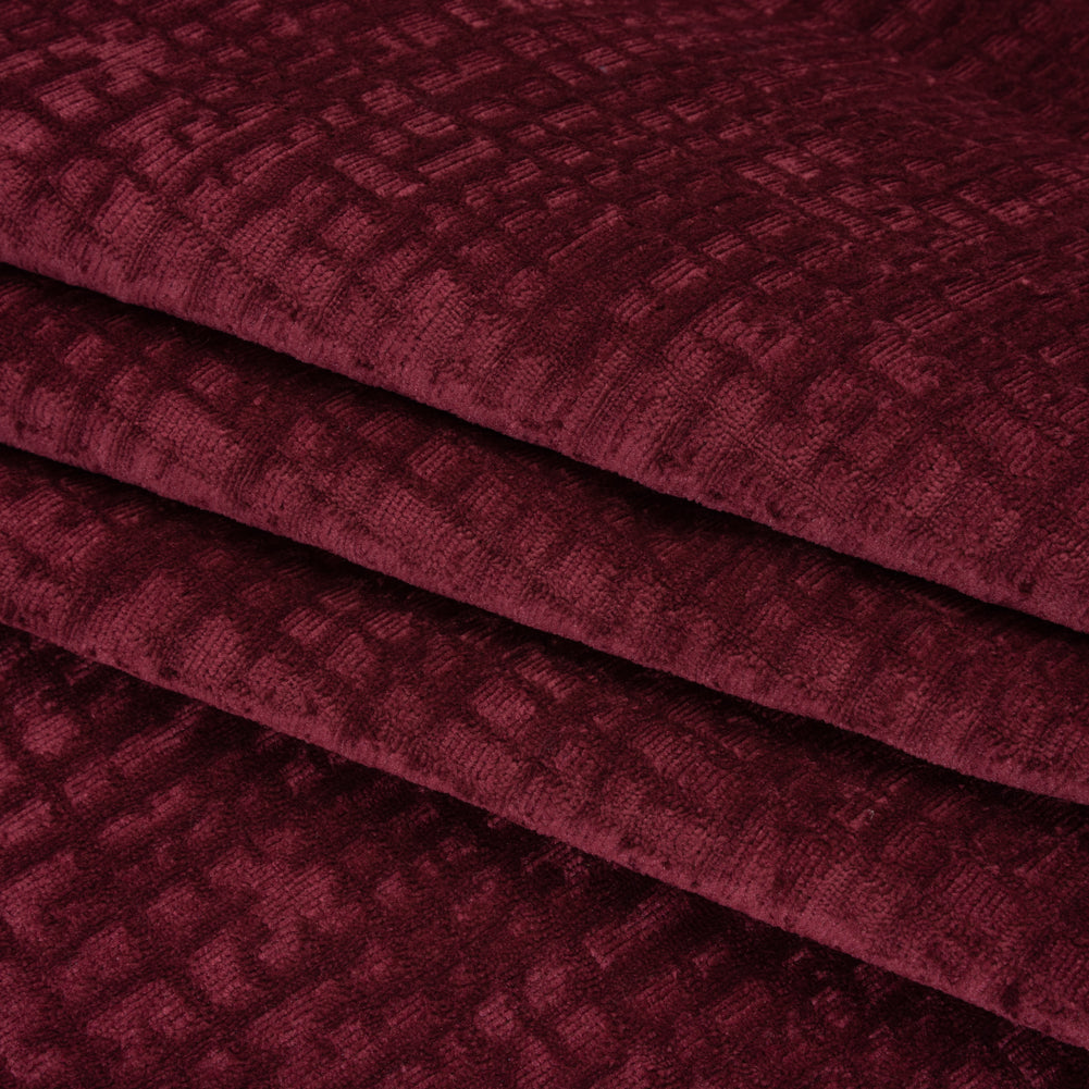 Polyester Upholstery Chenille - Mulberry Grid Texture - Carolina Collection - Folded