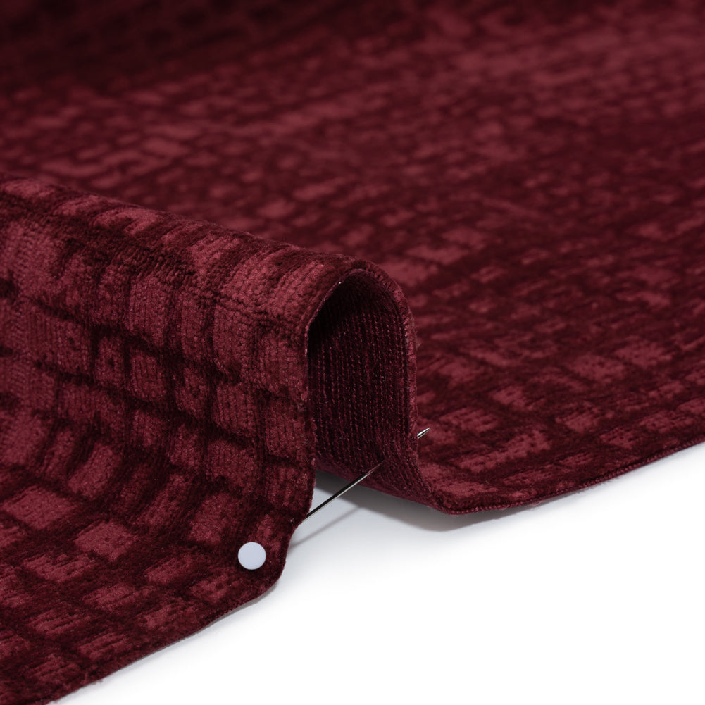 Polyester Upholstery Chenille - Mulberry Grid Texture - Carolina Collection - Detail