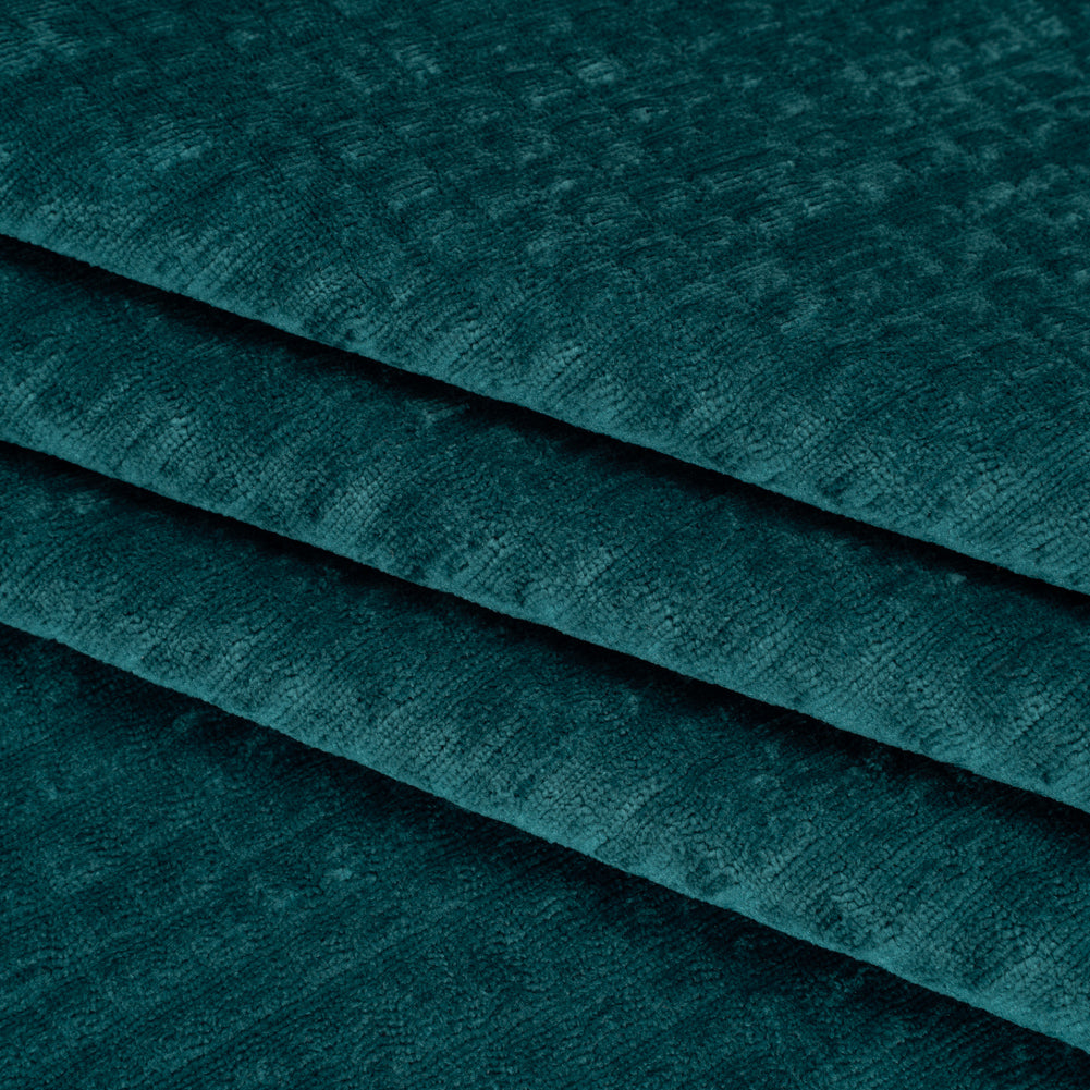 Polyester Upholstery Chenille - Oceanic Grid Texture - Carolina Collection - Folded