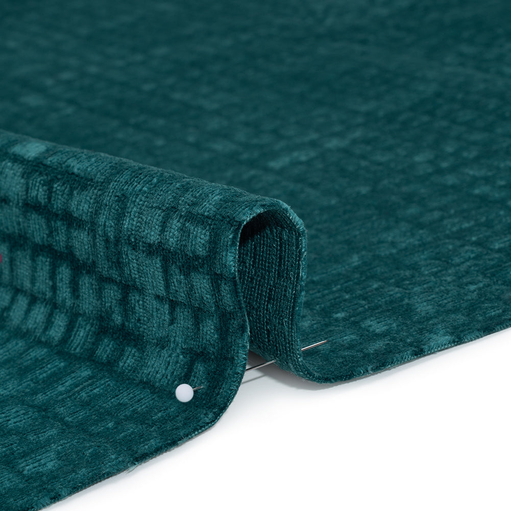 Polyester Upholstery Chenille - Oceanic Grid Texture - Carolina Collection - Detail