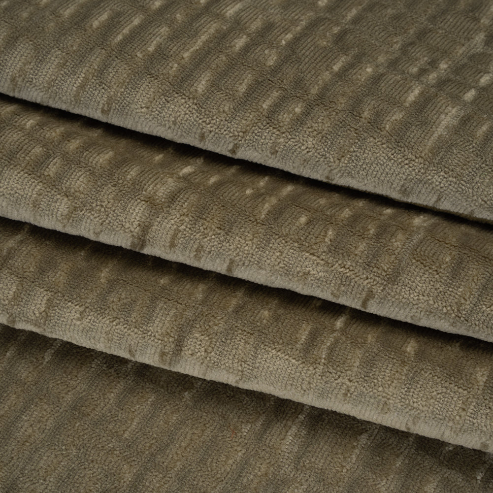 Polyester Upholstery Chenille - Pewter Grid Texture - Carolina Collection - Folded