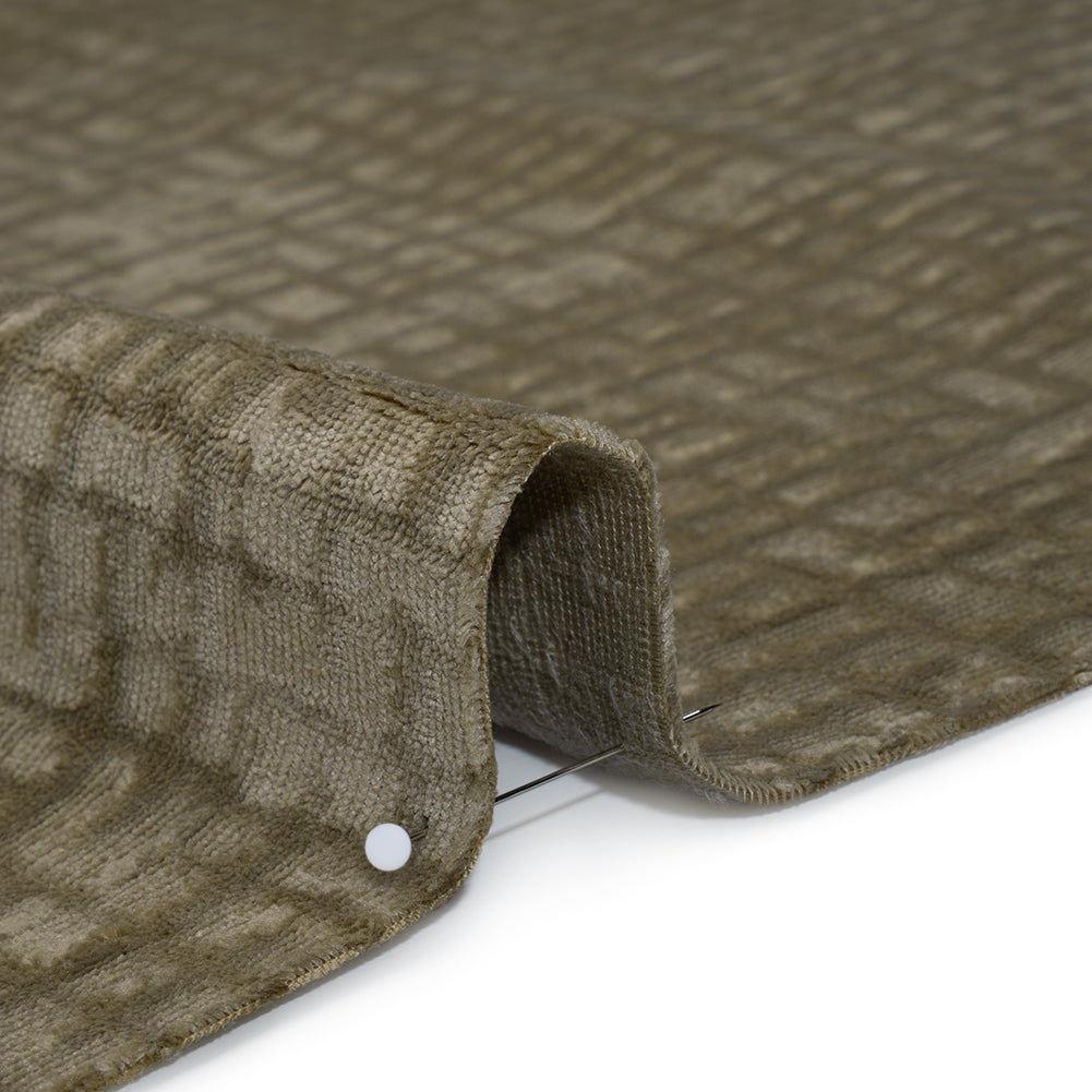 Polyester Upholstery Chenille - Pewter Grid Texture - Carolina Collection - Detail