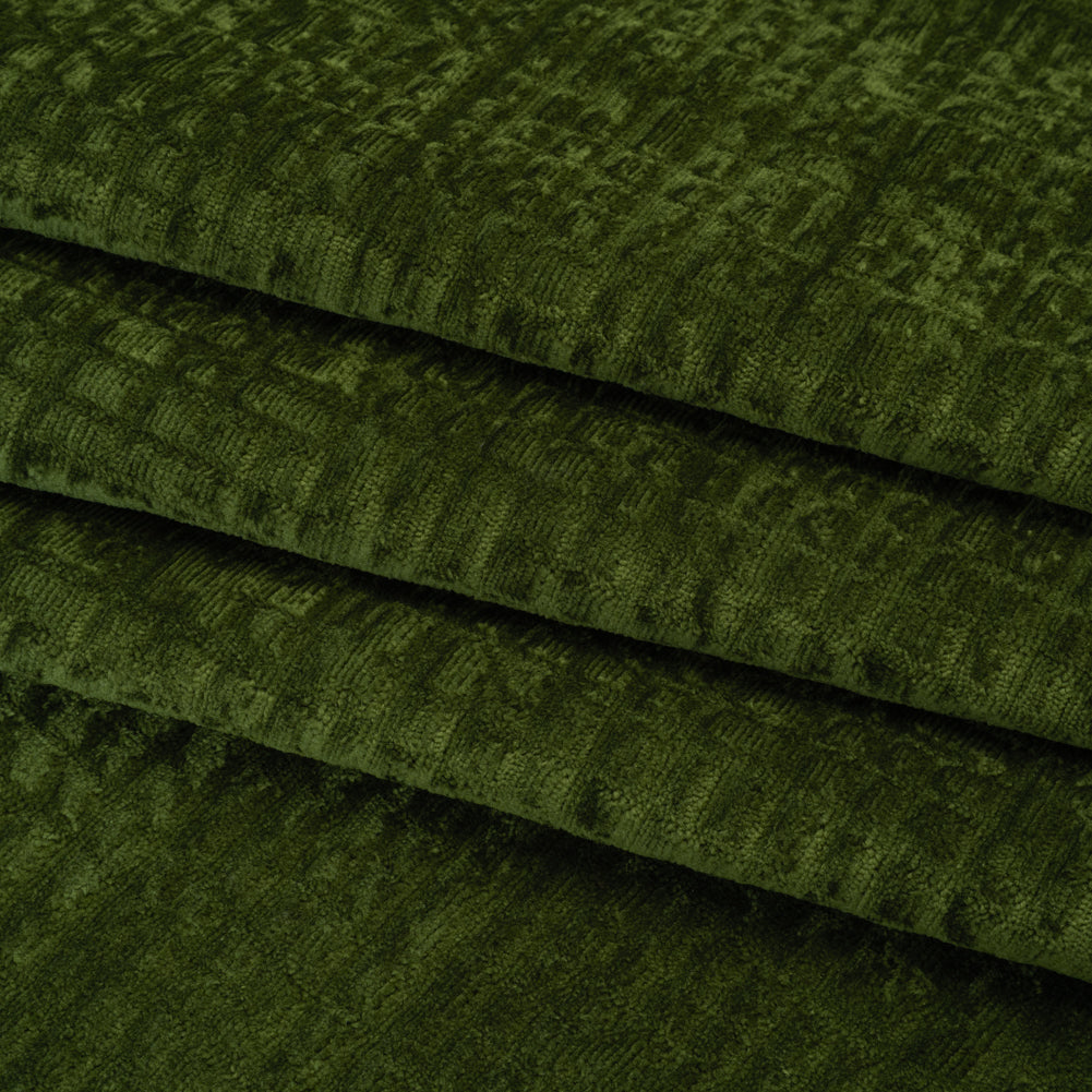Polyester Upholstery Chenille - Shamrock Grid Texture - Carolina Collection - Folded