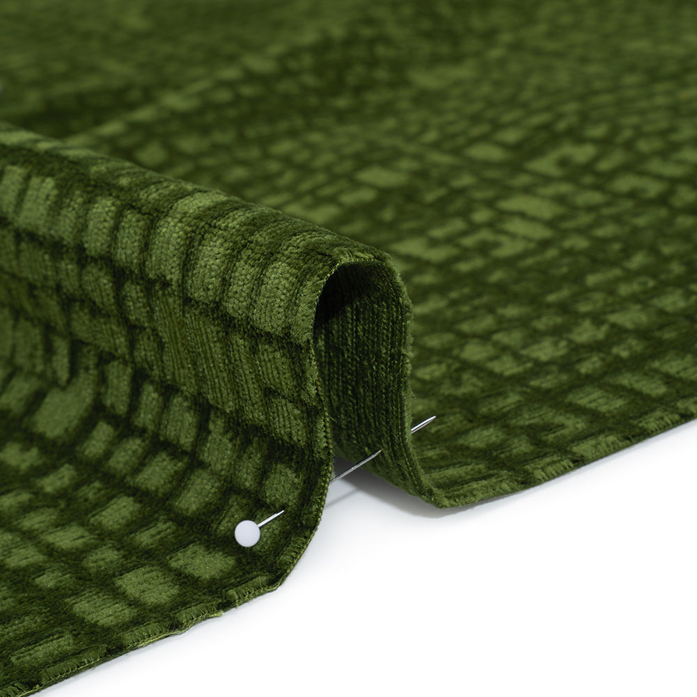 Polyester Upholstery Chenille - Shamrock Grid Texture - Carolina Collection - Detail