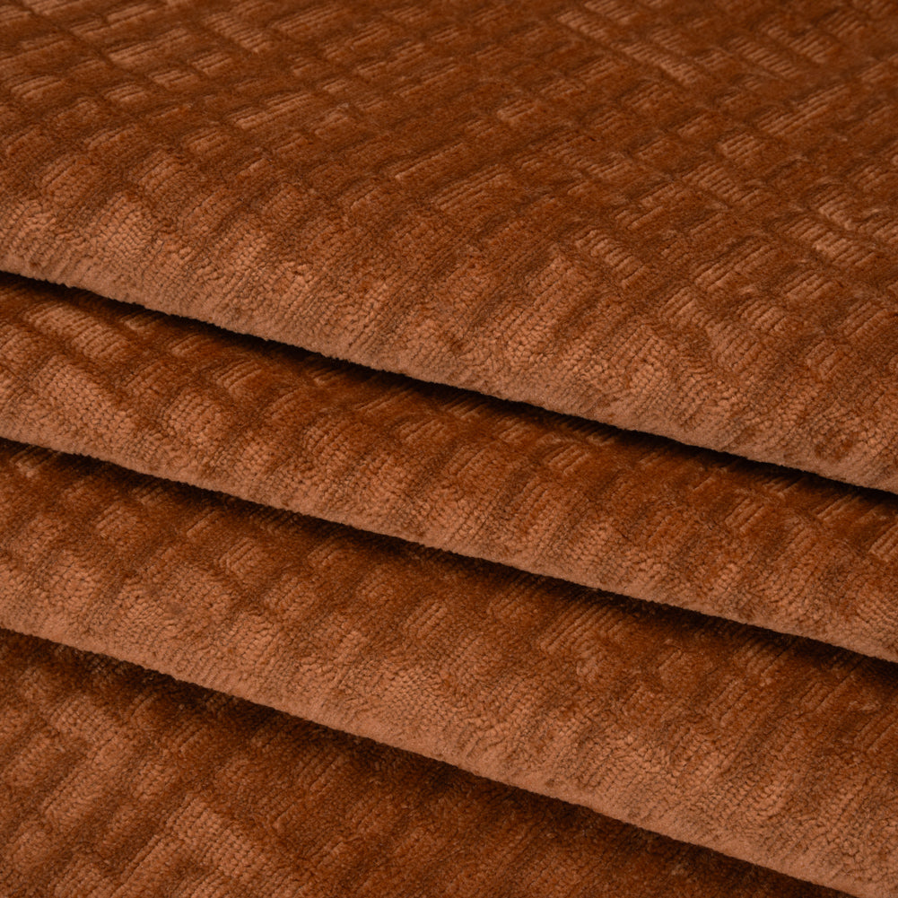 Polyester Upholstery Chenille - Spice Grid Texture - Carolina Collection - Folded
