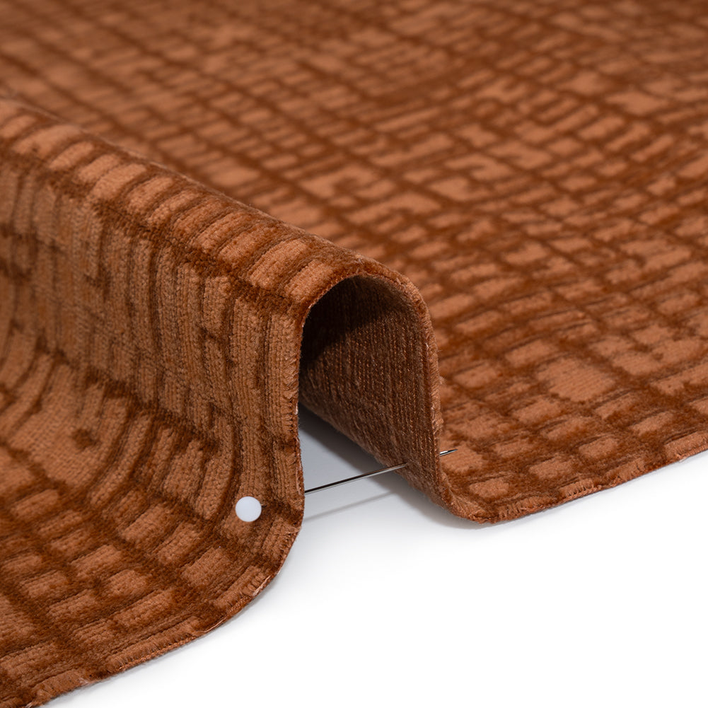 Polyester Upholstery Chenille - Spice Grid Texture - Carolina Collection - Detail