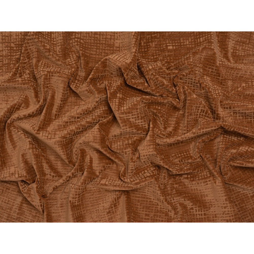 Polyester Upholstery Chenille - Terracotta Grid Texture - Carolina Collection - Full