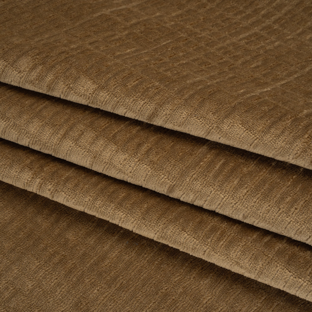 Polyester Upholstery Chenille - Toffee Grid Texture - Carolina Collection - Folded