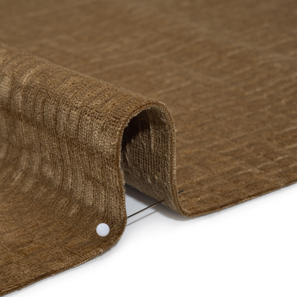 Polyester Upholstery Chenille - Toffee Grid Texture - Carolina Collection - Detail