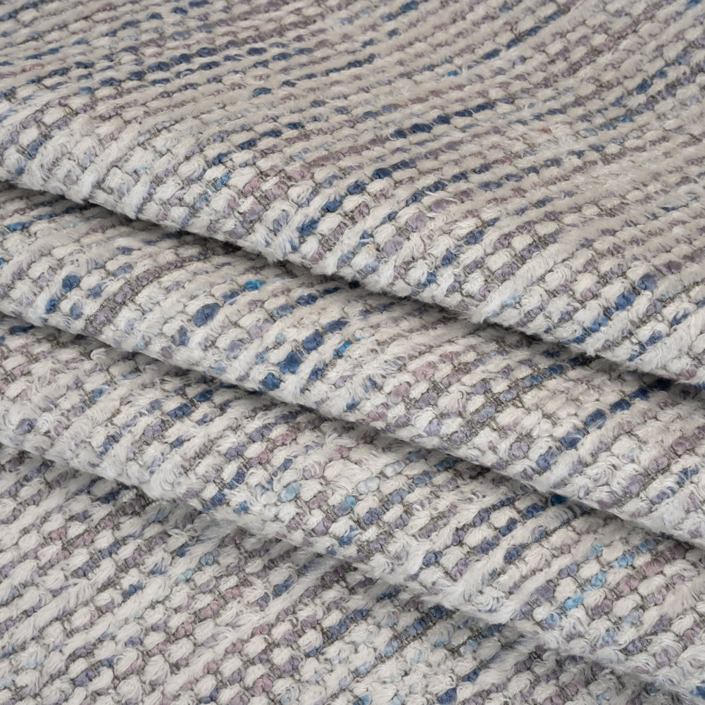 Recycled Olefin and Acrylic Upholstery Boucle and Chenille Tweed - Dusk Stripes - Virginia Collection Folded