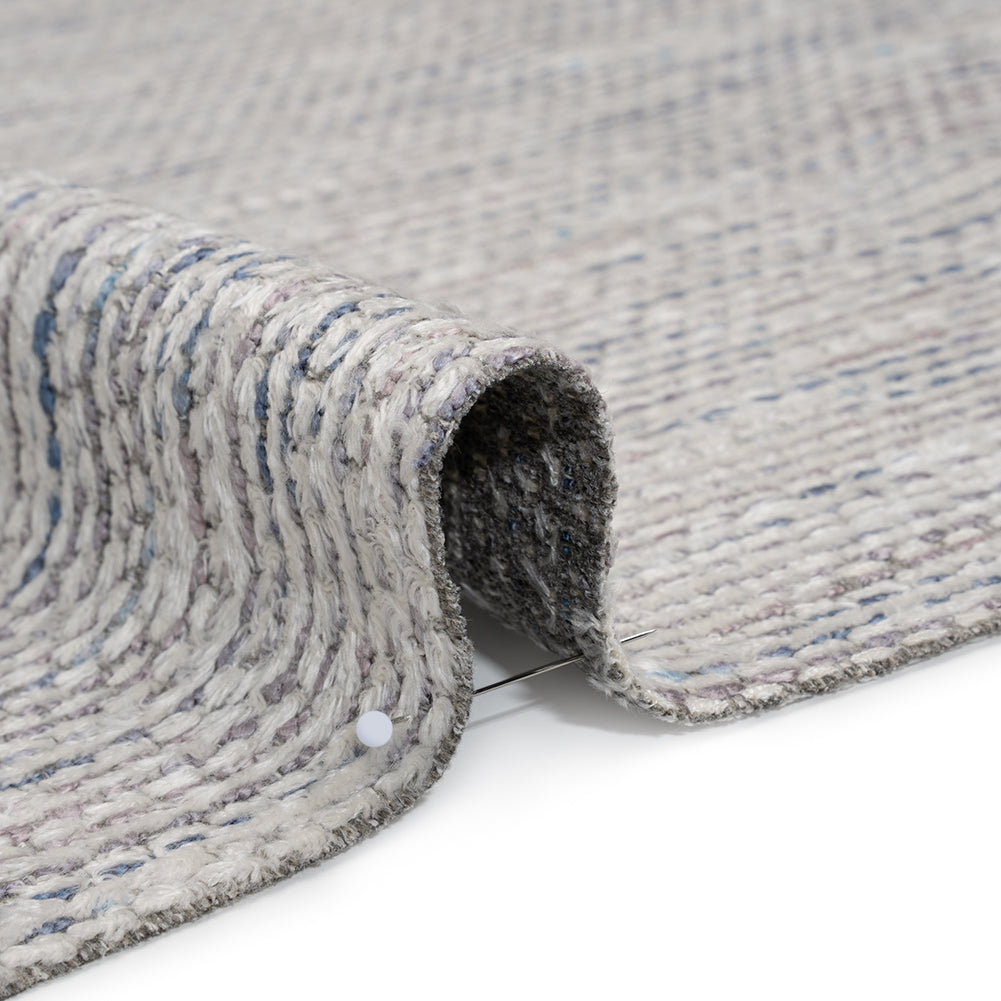 Recycled Olefin and Acrylic Upholstery Boucle and Chenille Tweed - Dusk Stripes - Virginia Collection Detail