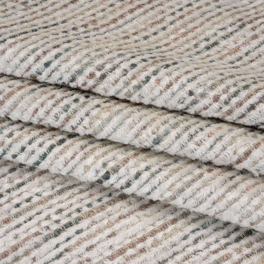 Recycled Olefin and Acrylic Upholstery Boucle and Chenille Tweed - Glacier Stripes - Virginia Collection Folded