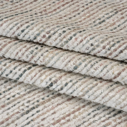 Recycled Olefin and Acrylic Upholstery Boucle and Chenille Tweed - Glacier Stripes - Virginia Collection Folded