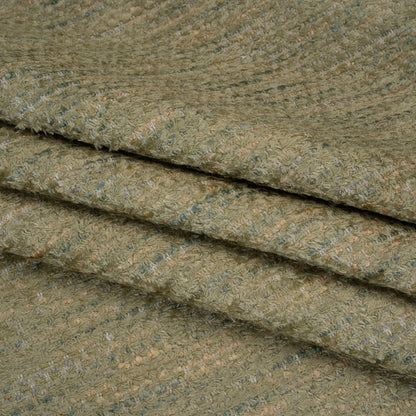 Recycled Olefin and Acrylic Upholstery Boucle and Chenille Tweed - Herb Stripes - Virginia Collection Folded