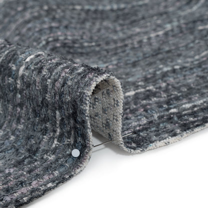 Recycled Olefin and Acrylic Upholstery Boucle and Chenille Tweed - Indigo Stripes - Virginia Collection Detail