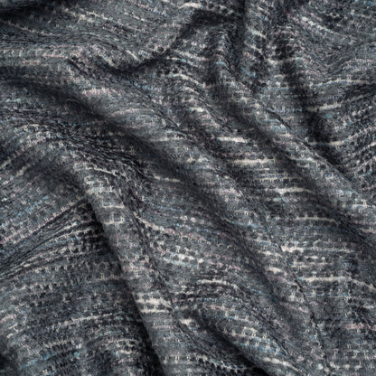 Recycled Olefin and Acrylic Upholstery Boucle and Chenille Tweed - Indigo Stripes - Virginia Collection