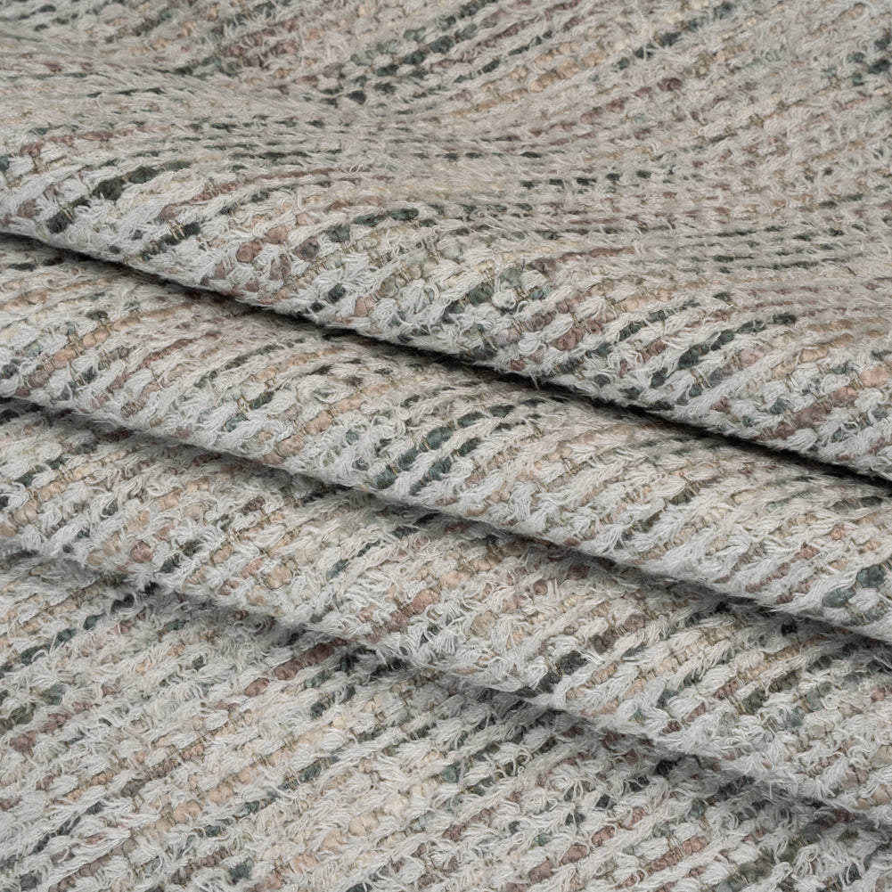 Recycled Olefin and Acrylic Upholstery Boucle and Chenille Tweed - Marble Stripes - Virginia Collection Folded