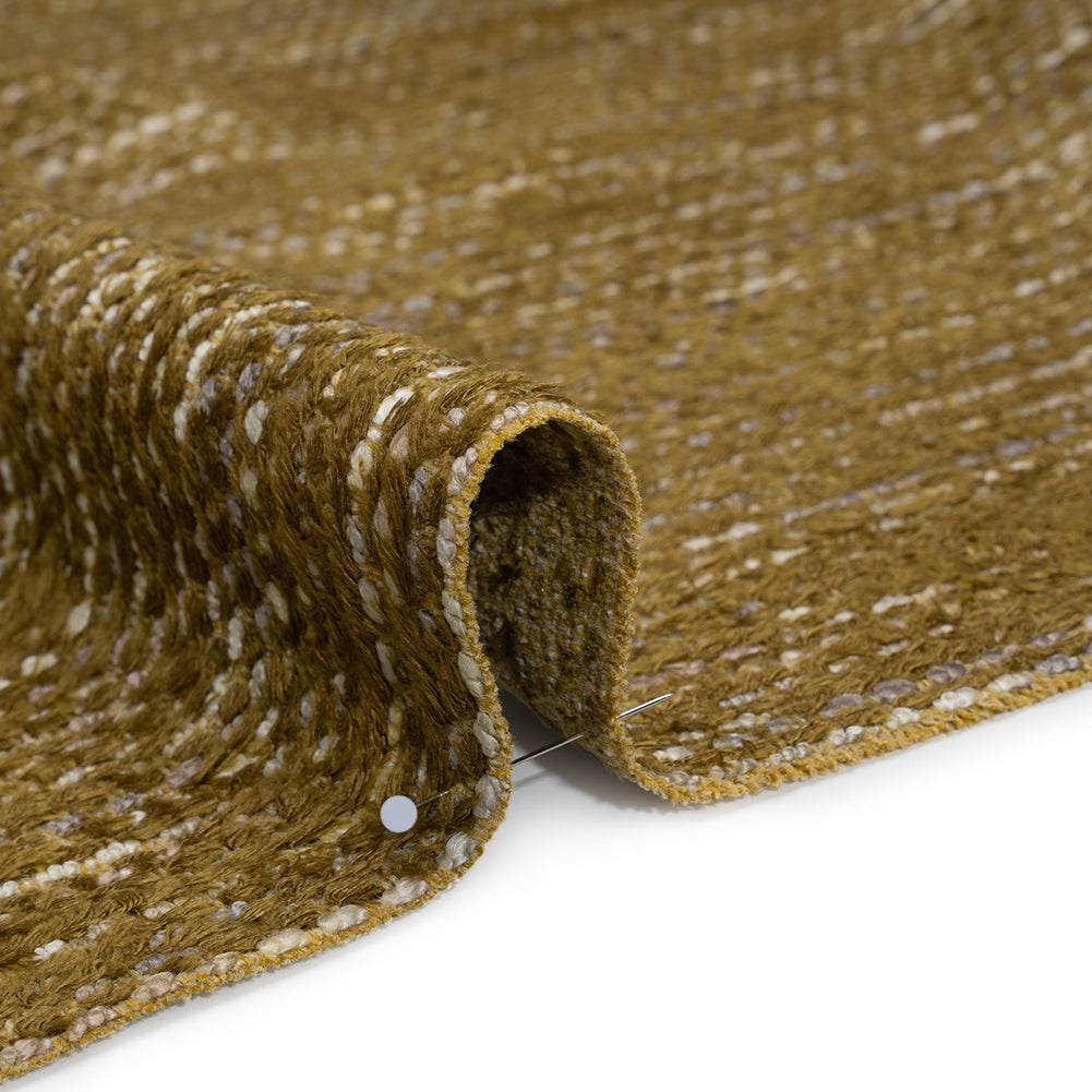 Recycled Olefin and Acrylic Upholstery Boucle and Chenille Tweed - Moss Stripes - Virginia Collection Detail