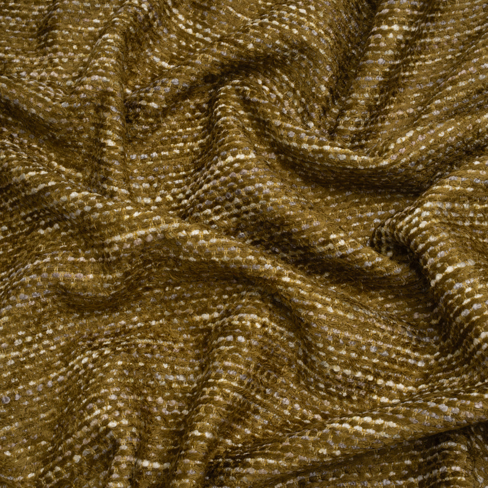 Recycled Olefin and Acrylic Upholstery Boucle and Chenille Tweed - Moss Stripes - Virginia Collection