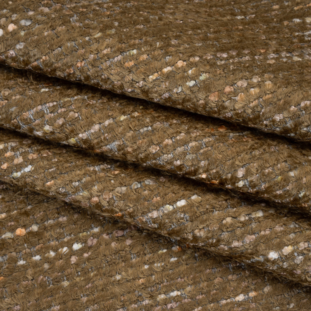 Recycled Olefin and Acrylic Upholstery Boucle and Chenille Tweed - Pebble Stripes - Virginia Collection Folded