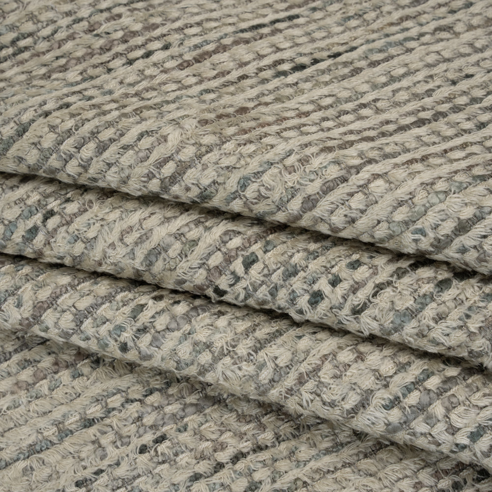 Recycled Olefin and Acrylic Upholstery Boucle and Chenille Tweed - Platinum Stripes - Virginia Collection Folded