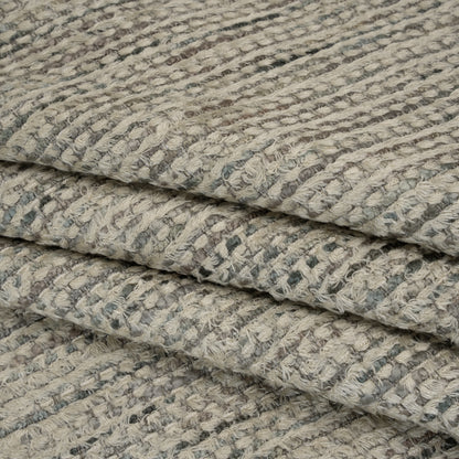 Recycled Olefin and Acrylic Upholstery Boucle and Chenille Tweed - Platinum Stripes - Virginia Collection Folded