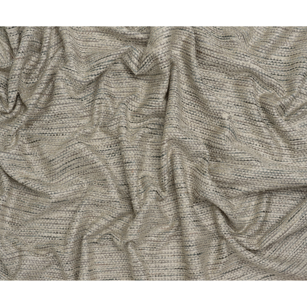 Recycled Olefin and Acrylic Upholstery Boucle and Chenille Tweed - Platinum Stripes - Virginia Collection Full
