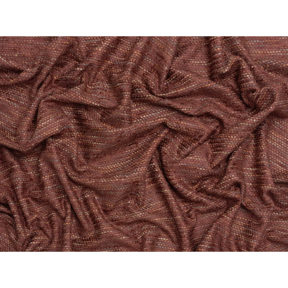 Recycled Olefin and Acrylic Upholstery Boucle and Chenille Tweed - Sangria Stripes - Virginia Collection Full