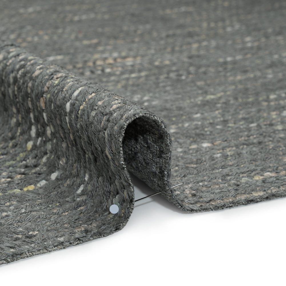 Recycled Olefin and Acrylic Upholstery Boucle and Chenille Tweed - Storm Stripes - Virginia Collection Detail