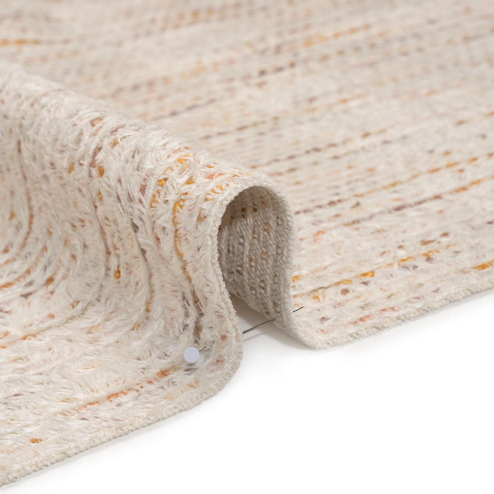 Recycled Olefin and Acrylic Upholstery Boucle and Chenille Tweed - Turmeric Root Stripes - Virginia Collection Detail