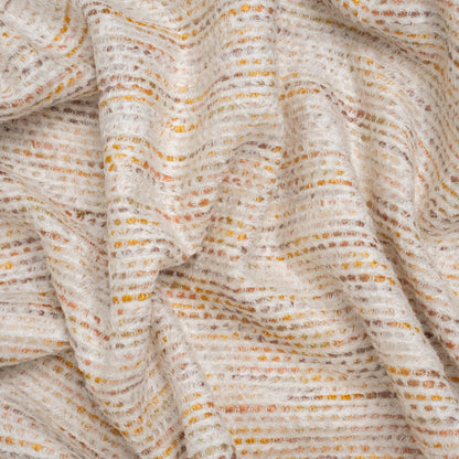 Recycled Olefin and Acrylic Upholstery Boucle and Chenille Tweed - Turmeric Root Stripes - Virginia Collection