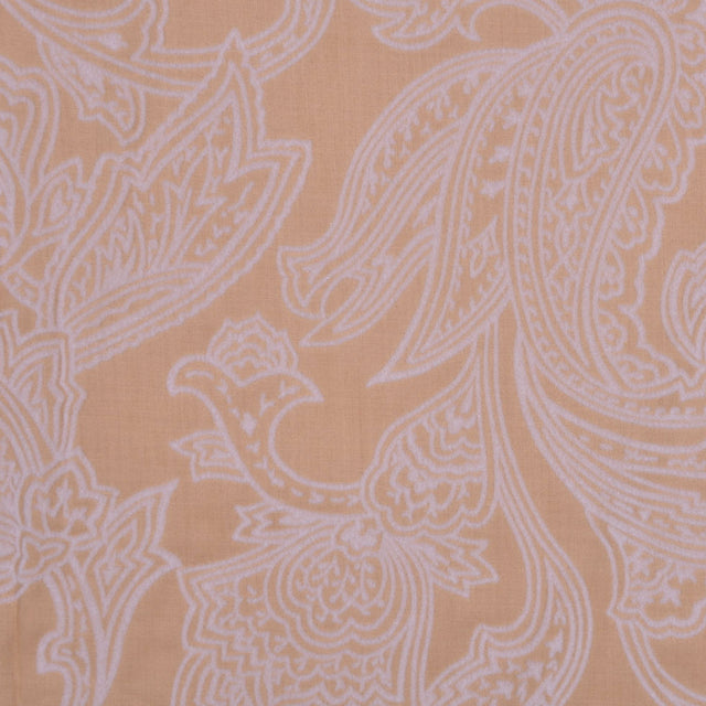 Beige and Pale Gray Flocked Paisley Cotton Voile