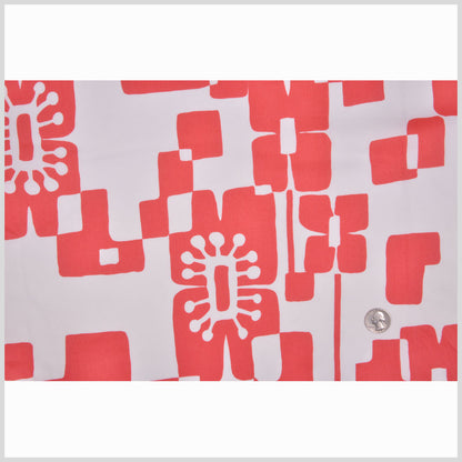 Dark Coral and Ivory Cotton Print Full