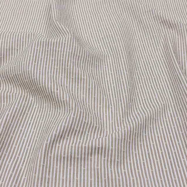 White and Tan Striped Cotton Woven