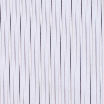 Warm White, Black and Brown Striped Stretch Cotton Shirting Detail
