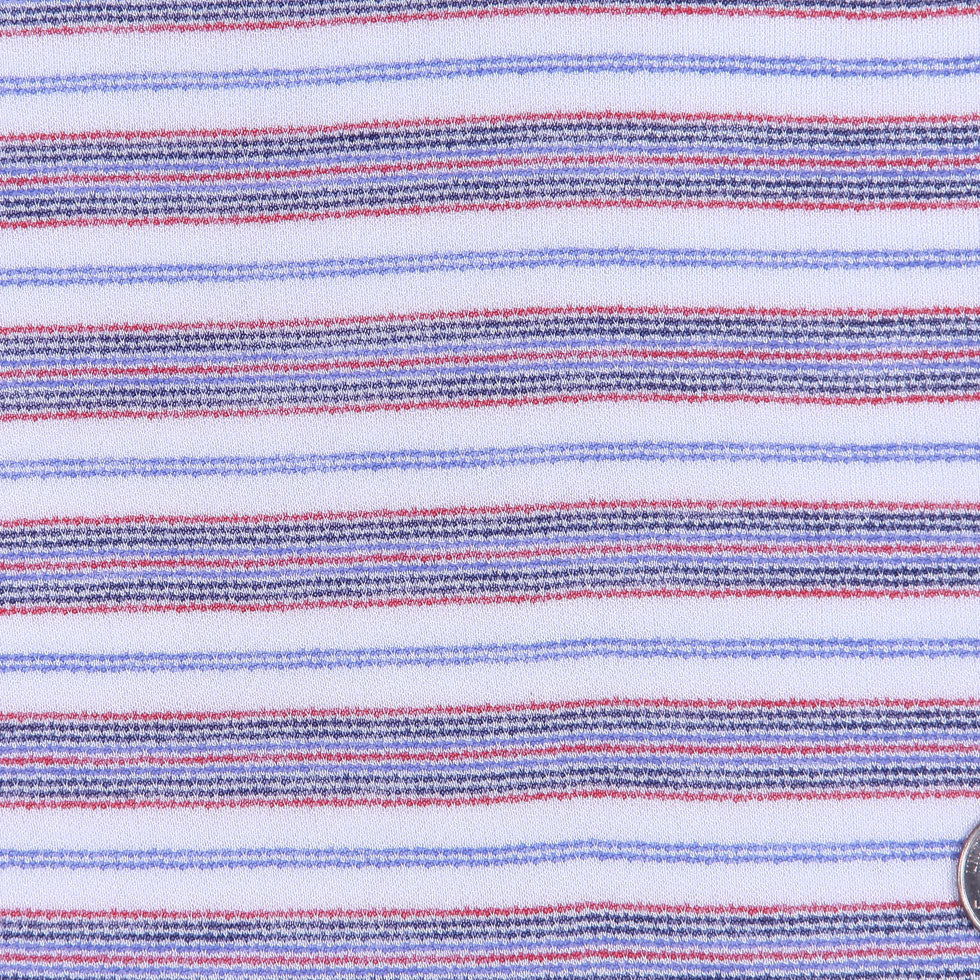 Italian Red, White and Blue Pencil Striped Cotton Knit Detail