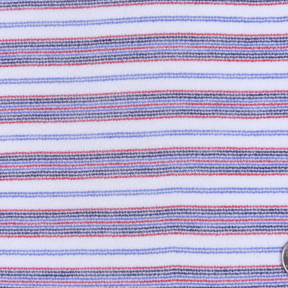 Italian Red, White and Blue Pencil Striped Cotton Knit Detail