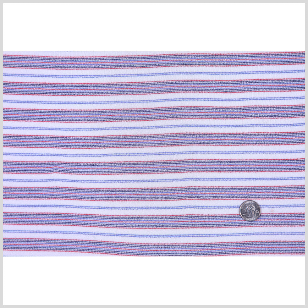 Italian Red, White and Blue Pencil Striped Cotton Knit Full