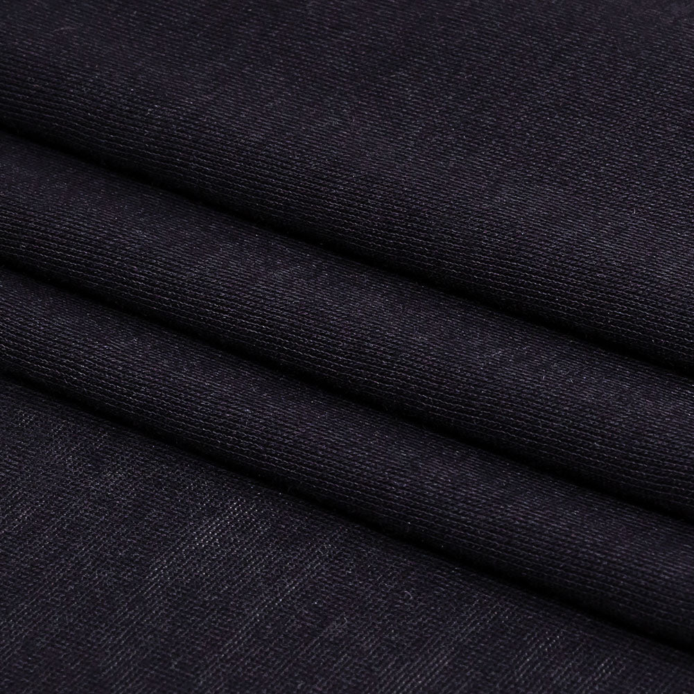 Midnight Navy Cotton and Rayon Jersey Folded