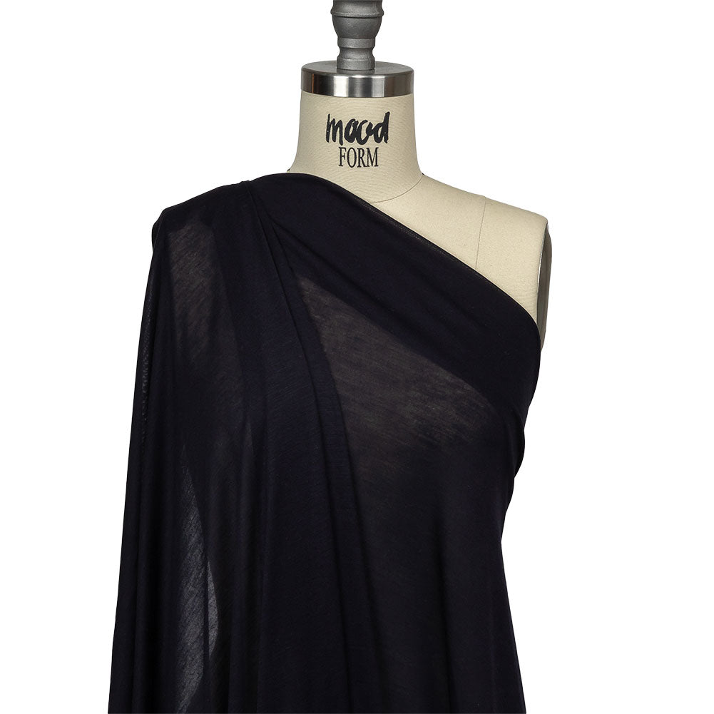Midnight Navy Cotton and Rayon Jersey Drape